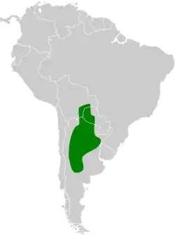 Distribución geográfica de la bandurrita chaqueña.