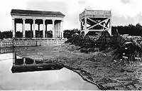 Templo de Minerva y Mapa en Relieve de Guatemala en 1940.  El diamante de béisbol todavía no se construía.