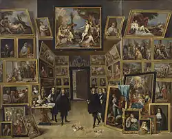 El archiduque Leopoldo Guillermo en su galería de pinturas en Bruselas, óleo sobre cobre de David Teniers el Joven.