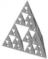 La tercera iteración del tetraedro de Sierpinski.