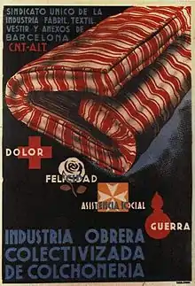 "Solidaridad Textil", de la serie de carteles anarcosindicalistas durante la Guerra Civil Española.