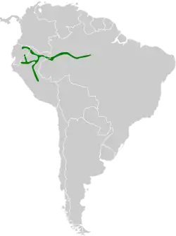 Distribución geográfica del batará de Castelnau.