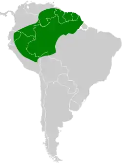 Distribución geográfica del batará murino.