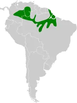 Distribución geográfica del batará ceniciento.