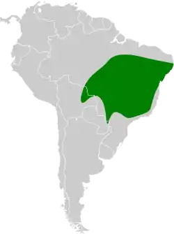 Distribución geográfica del batará alirrufo.