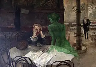 El bebedor de absenta, 1901. La pintura original se encuentra en el Café Slavia de Praga.