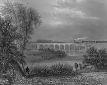 El viaducto sobre el río Avon cerca de Wolston en 1838