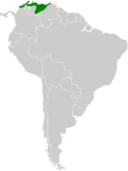 Distribución geográfica de la tangara glauca.