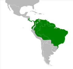 Distribución geográfica de la tangara palmera.