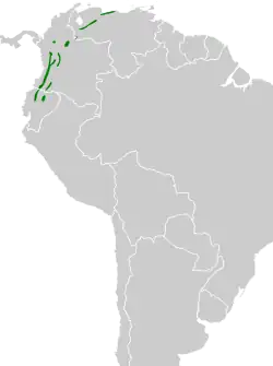 Distribución geográfica del trepamusgos cabecirrayado.