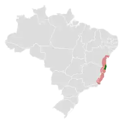 Distribución geográfica del colasuave estriado.