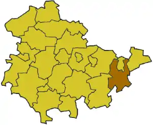 Lage des Landkreises Nordhausen in Thüringen