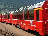 Coches panorámicos para el tren Bernina Express de los Rhätische Bahn.