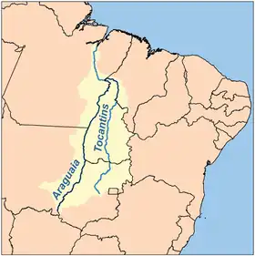 La especie habita en la cuenca del río Tocantins.