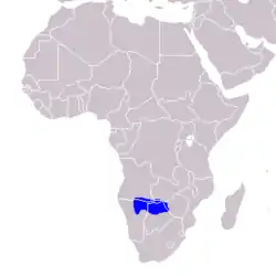 Distribución geográfica del toco de Bradfield.