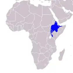 Distribución geográfica del toco abisinio.