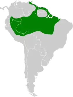 Distribución geográfica del titirijí moteado.