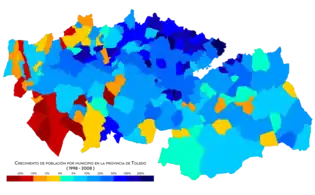 Crecimiento de la población por municipio entre 1998 y 2008