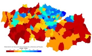 Crecimiento de la población por municipio entre 2008 y 2018