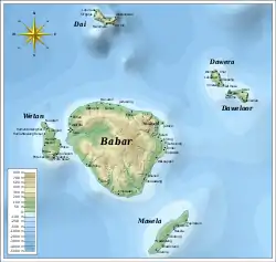 Mapa topográfico de las islas Babar