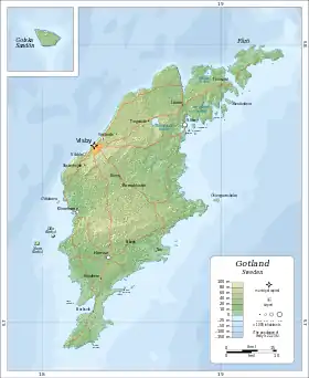 Localización de Fårö en Gotland