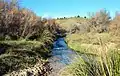 Tramo final de la Rambla de Riodeva (Río Eva), inmediatamente antes de su desembocadura en el Turia (2021).