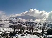 Pico Torrecilla nevado desde el Puerto de los Pilones