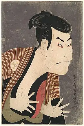 Nakazō Nakamura II como Edobee, grabado en madera de Sharaku, 1794