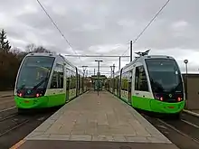 2 unidades de la serie 600 del tranvía de Vitoria en Abetxuko