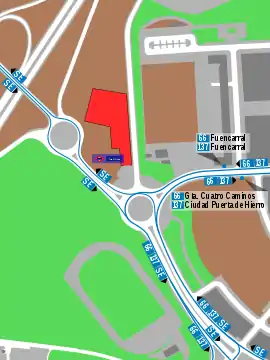 Mapa de la estación de Tres Olivos con los accesos al Metro y los recorridos de los autobuses de la EMT que pasan por ella, entre los que se encuentra la línea 137.