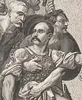 Georges Clemenceau con San Galactorio sobre un fresco de  Joseph Blanc en el Panteón de París (detalle de un grabado de 1881).