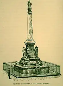 Guanche Monument, Santa Cruz. Lámina del libro de Olivia Stone (1887).