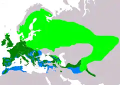 Distribución de Turdus viscivorus