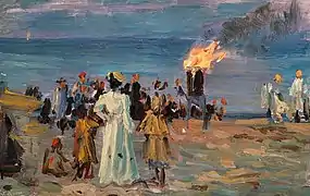 Hoguera de San Juan en la playa de Skagen (c. 1900)