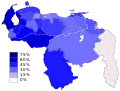 Porcentaje de votos de UNT dentro de la coalición opositora en las elecciones presidenciales de Venezuela de 2006.