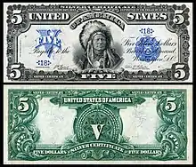 $5 Series 1899 silver certificate depicting Running Antelope