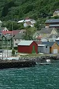 Undredal con la iglesia al fondo.