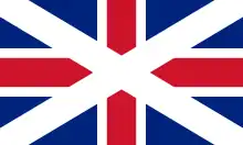 La Bandera de Unión usada en el Reino de Escocia desde comienzos del siglo XVII hasta 1707.