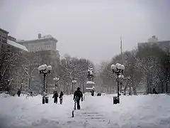 La plaza durante la ventisca de 2006