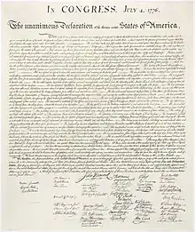 Declaración de Independencia, 1776.