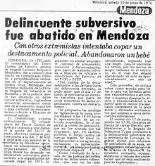 Diario Mendoza de Mendoza, 19 de Junio de 1976.