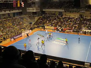 Interior del palacio de los deportes, jugando el Ademar