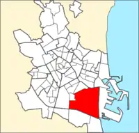 Localización del barrio en Valencia.