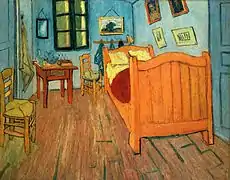 El dormitorio en Arlés (1888), pintado por Vincent van Gogh, el cuarto de la pensión en la localidad francesa donde vivía y trabajaba.