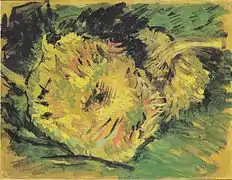 Dos girasoles cortados (F377, JH1328), óleo, 21 x 27 cm, Museo van Gogh, Ámsterdam.