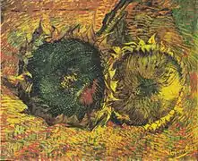 Dos girasoles cortados (F376, JH1331), óleo, 50 x 60 cm, Kunstmuseum, Berna.