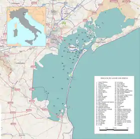 La laguna de Venecia: Torcello está rotulada con el 10