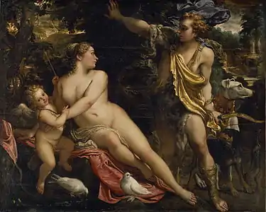 Venus, Adonis y Cupido, de Annibale Carracci (1595).