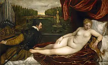 Venus recreándose en la música, de Tiziano, 1550.