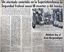 Recorte periodístico del atentado a la Superintendencia de Coordinación Federal en 1976